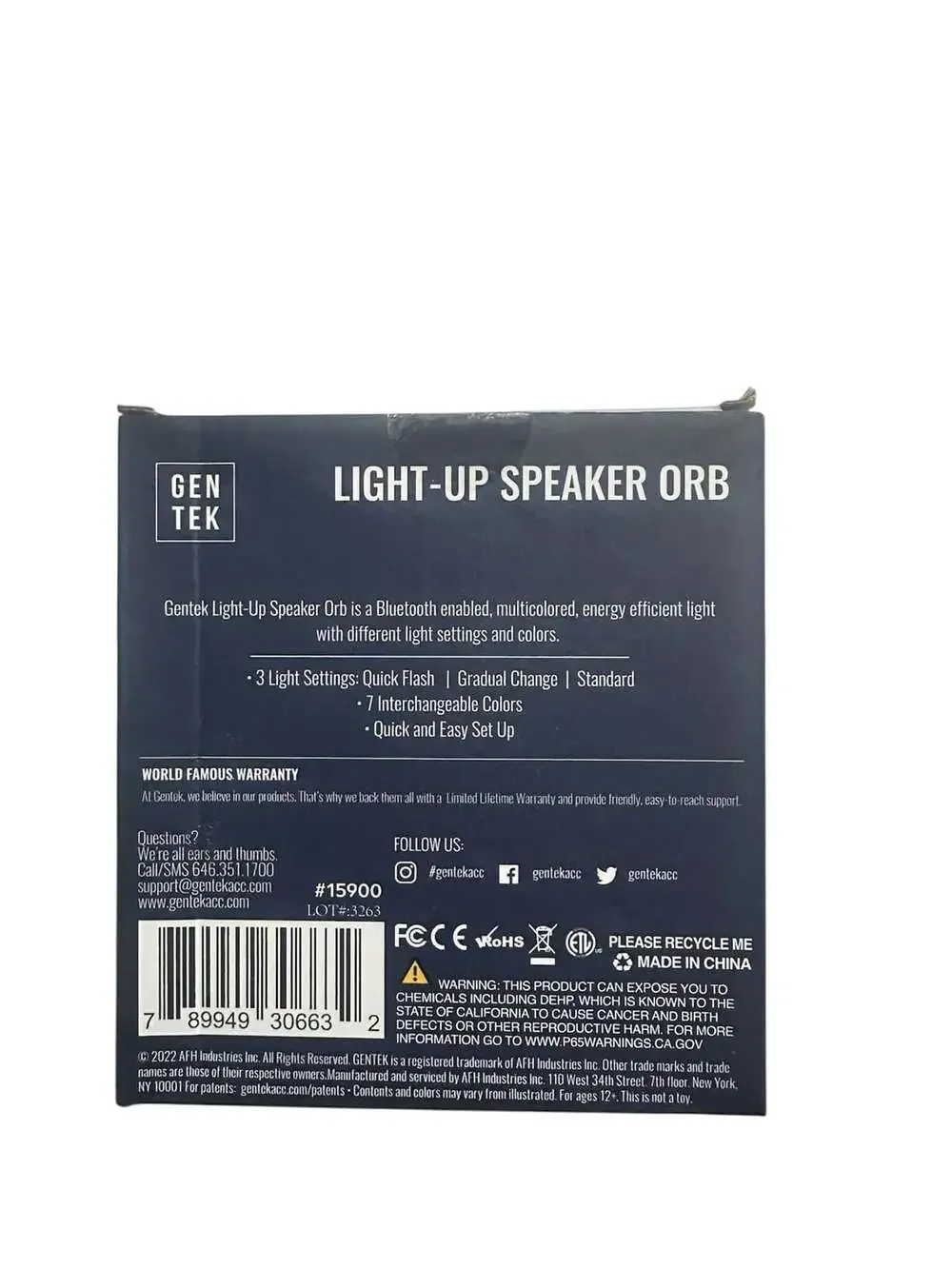 GenTek Light-Up Speaker Orb Bluetooth LED Table Lamp
